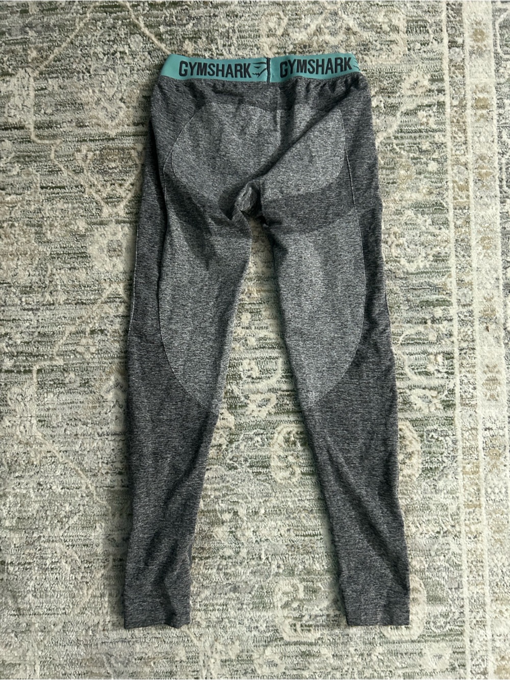 Gymshark Gray Heather Sports Bra with Teal Branded Band